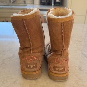 UGG women’s Brown Boots with Pink Stitching